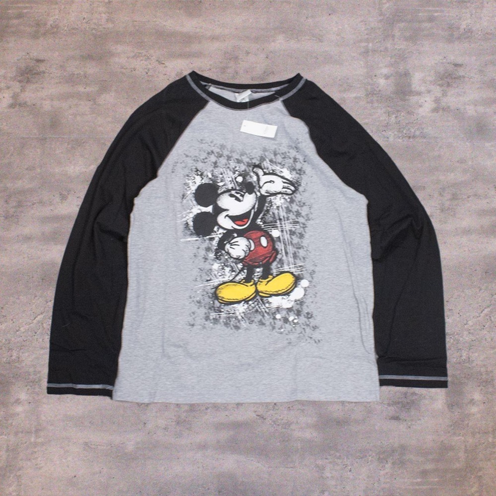 Y2K 2000's 00's Disney Mickey Mouse Retro Edgy Grunge Raglan Long Sleeve T-Shirt